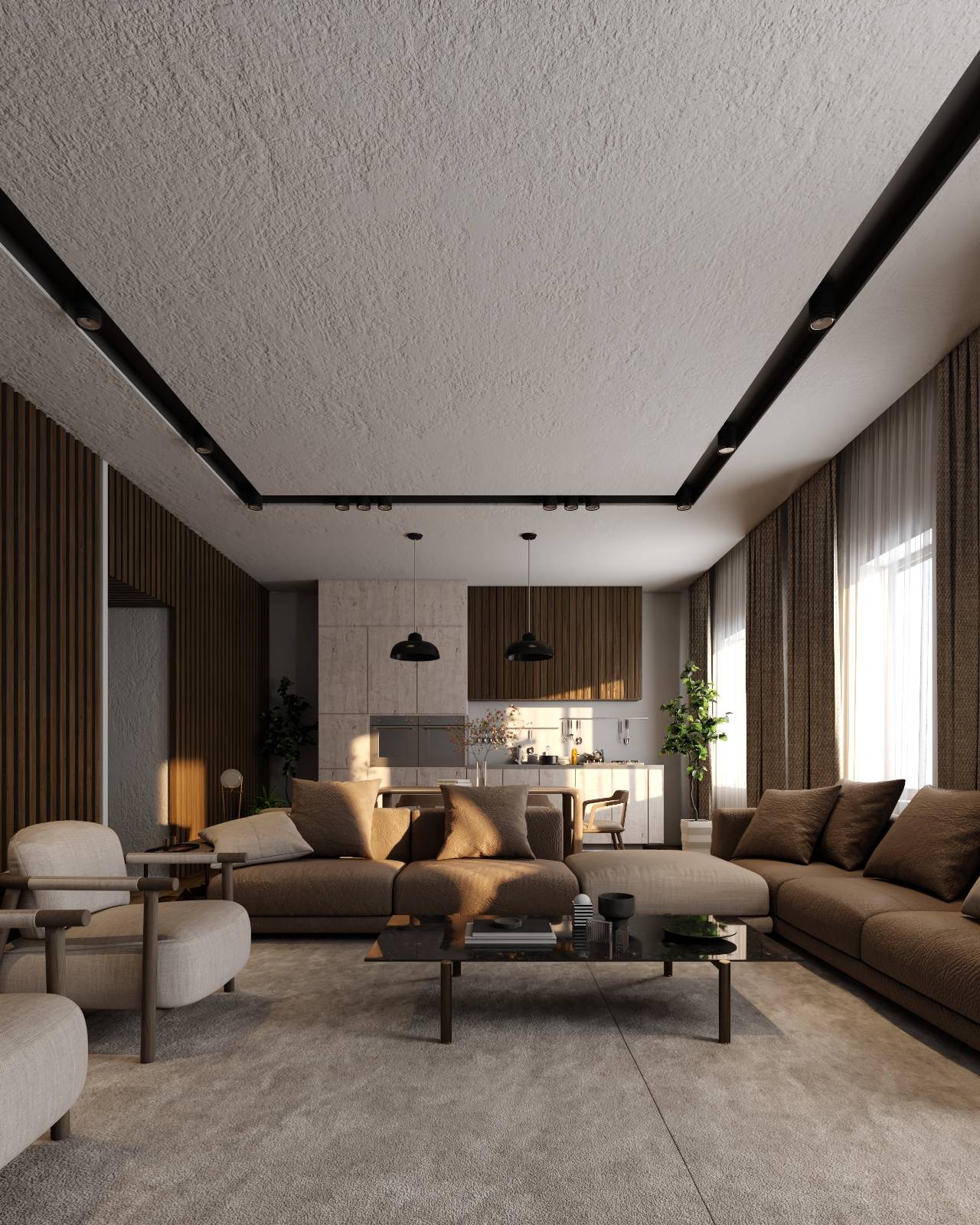 Modern Earth-Toned Living Space – A Study in Texture